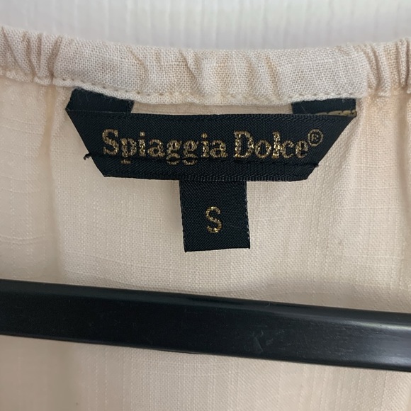 Spiagga Dolce ivory/ cream embroidered boho flared sleeves tie-front top size sm - Picture 4 of 9